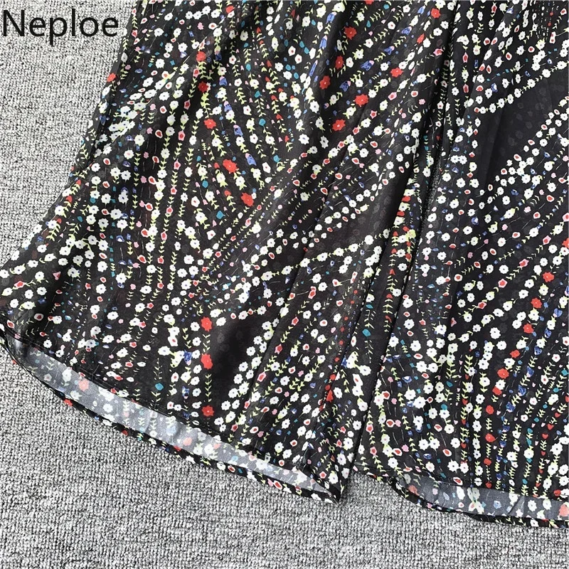 Neploe шифон Цветочные женские комбинезоны с принтом Лето 2019 Мода v-образным вырезом