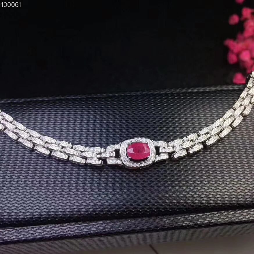 

KJJEAXCMY fine jewelry 925 pure silver inlaid natural ruby female Bracelet support test