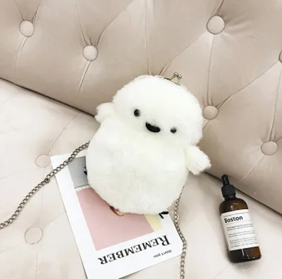 white color 20 см Индивидуальная Женская милая желтая куриная Сумка милая мультяшная плюшевая куриная сумка мини меховая дамская сумка - Цвет: white color