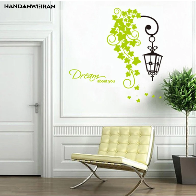 

Green cane street lamp Wall stickers for Living room bedroom green sticker Removable PVC home decorative sticker 50*70cm
