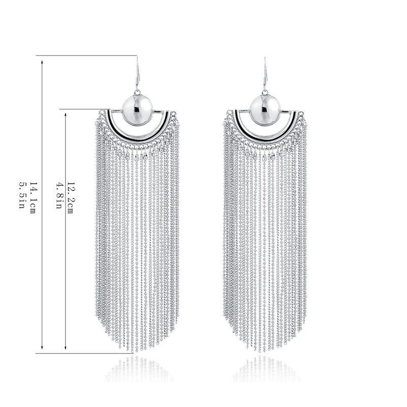 Женские длинные серьги с цепочкой и кисточками большие подвески в богемном