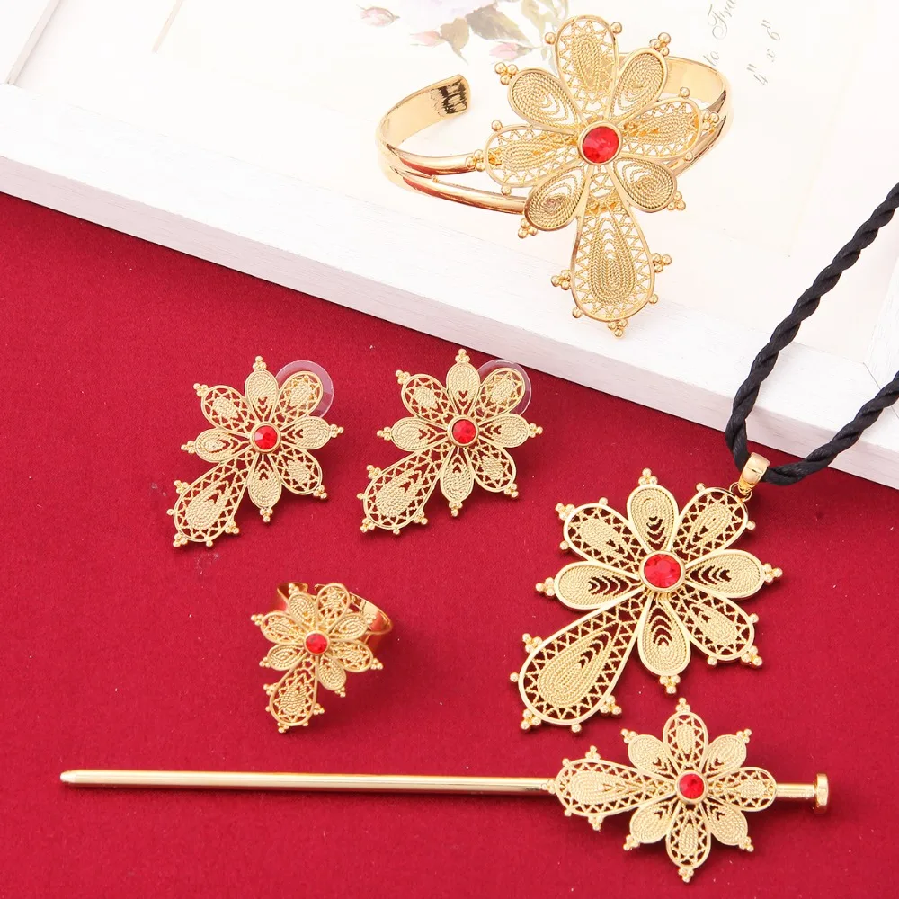 Новинка набор ювелирных украшений с эфиопским крестом модные наборы золотого