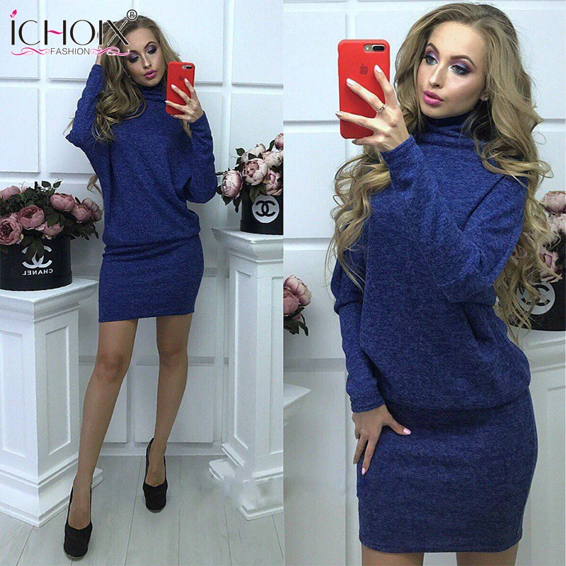 2018 Spring Women Plus size Dress Casual Long Batwing Sleeve Office Sheath Elegant Bodycon Party Blue Red Winter Vestidos | Женская