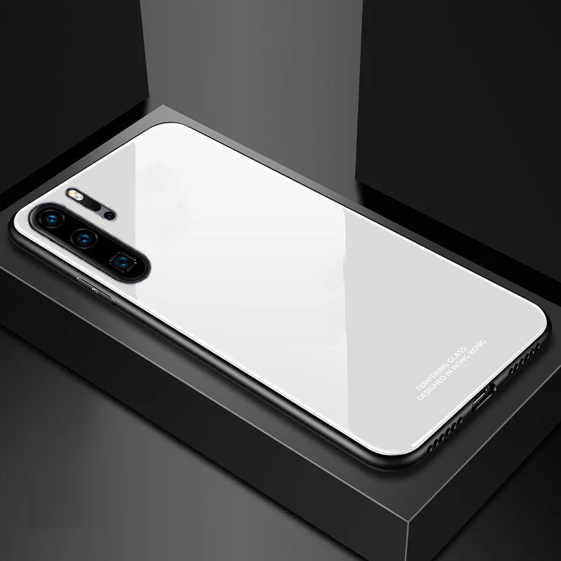 White Роскошный зеркальный чехол XNRAPID из твердого стекла для huawei p30 lite pro p30pro p30lite, силиконовая задняя крышка для телефона - Цвет: White