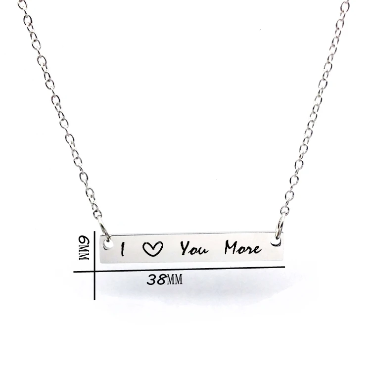 I love you more bar pendant necklace stainless steel link chain collares summer style gifts for women | Украшения и аксессуары