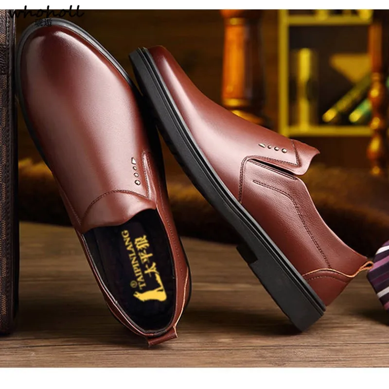 

WHOHOLL Breathable Wear-resistant Brand-name Men's Shoes Leather England Negative Business Casual Soft Bottom Soft Shoes Men 44