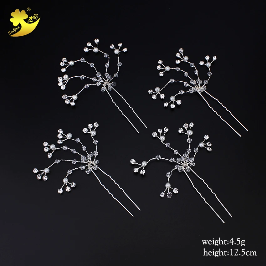 XinYun свадебные заколки для волос Искусственный жемчуг цветок женские хрустальные
