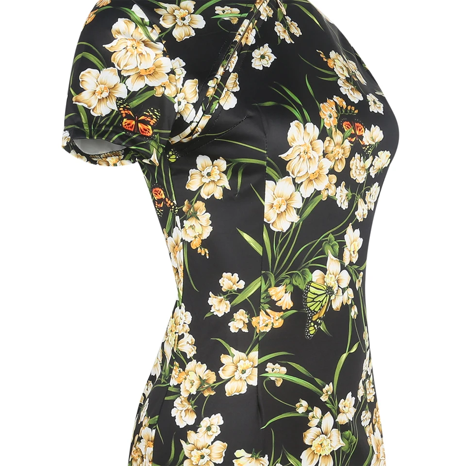 Oxiuly женское модное платье винтажное облегающее с цветочным принтом элегантное