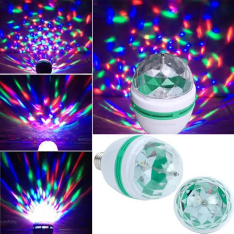 

Beautiful E27 3W Colorful Rotating RGB 3 LED Spot Light Bulb Lamp for Chrismas Party LED Lighting 85-265v