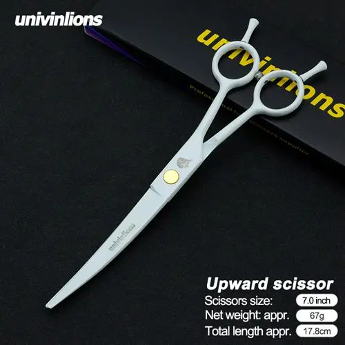 white upward Univinlions " ножницы для стрижки собак Ножницы для собак Ножницы Для Стрижки животных и кошек ножницы для утончения собак изогнутые ножницы набор инструментов - Цвет: white upward
