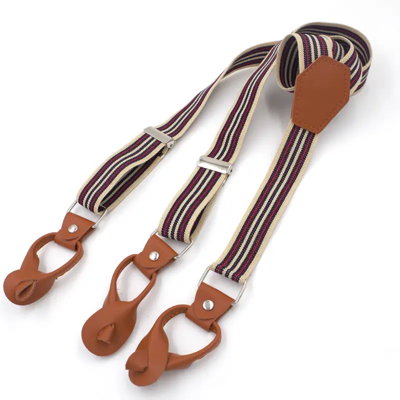 Мужские подтяжки из искусственной кожи регулируемые эластичные с пуговицами для