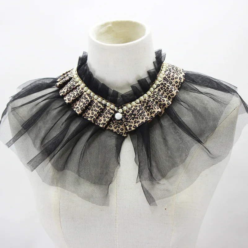 

Shawl False Collar Double Thread Gauze Decoration Beads accessories cotton fake fashion embroidery detachable Lace Wrap Cloak