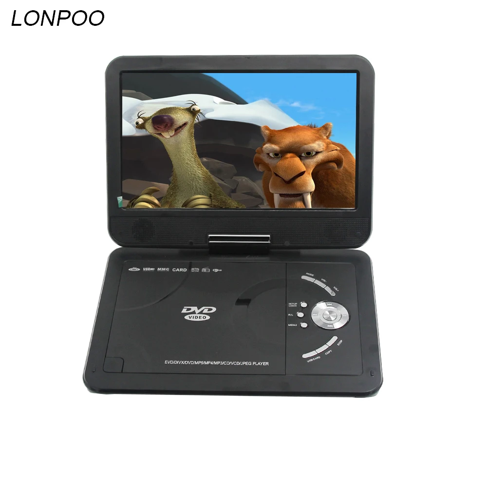 LONPOO портативный DVD плеер 10 1 дюймов dvd с TFT ЖК экран мульти медиа аналоговым ТВ и
