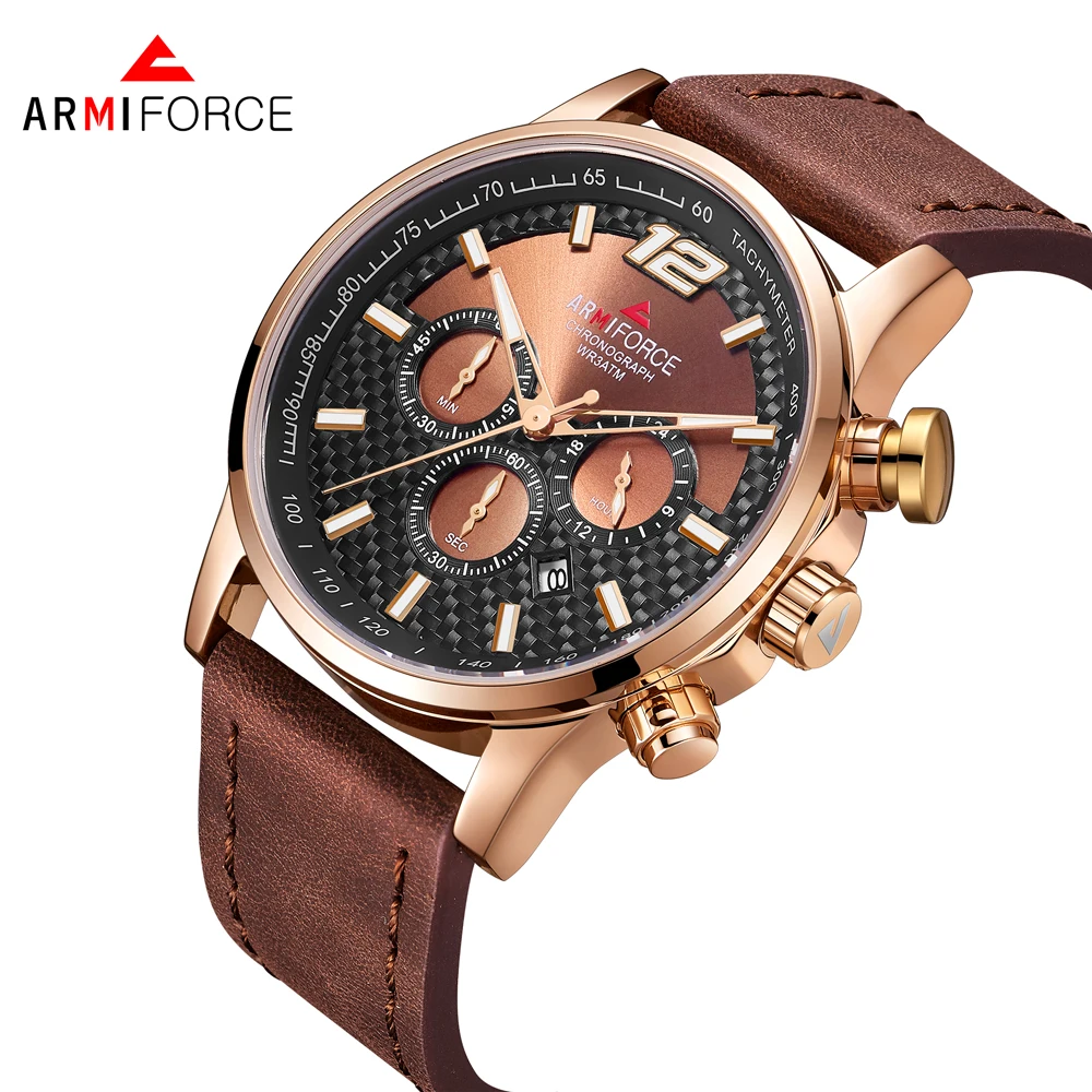 

Часы наручные Armiforce мужские с хронографом, брендовые Роскошные спортивные в стиле милитари, золотистые