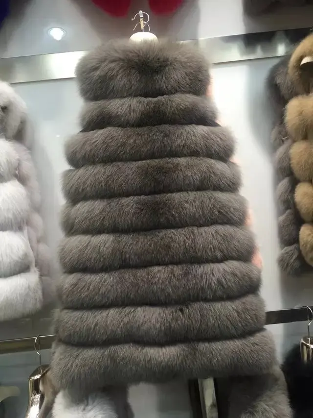 90 см жилеты из натурального Лисьего меха для женщин меховая куртка натуральной