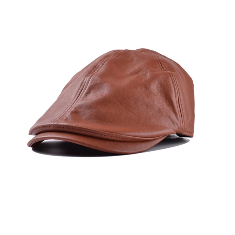 Корейская ретро кожаная шляпа газетный мальчик шапки для мужчин и женщин Newsboy Кепка s уличный стиль мода винтаж плоский берет аксессуары - Цвет: 2