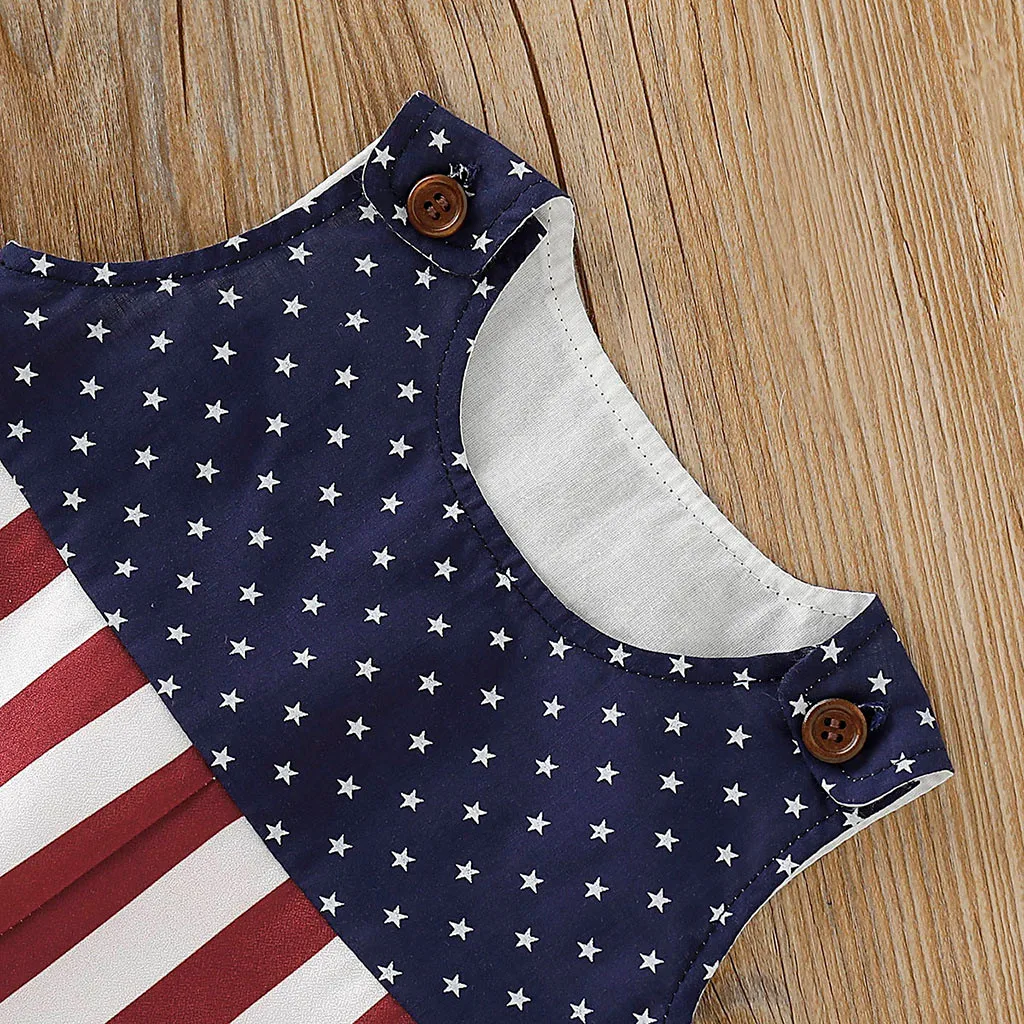 Детский патриотический комбинезон в полоску со звездами для мальчиков и девочек