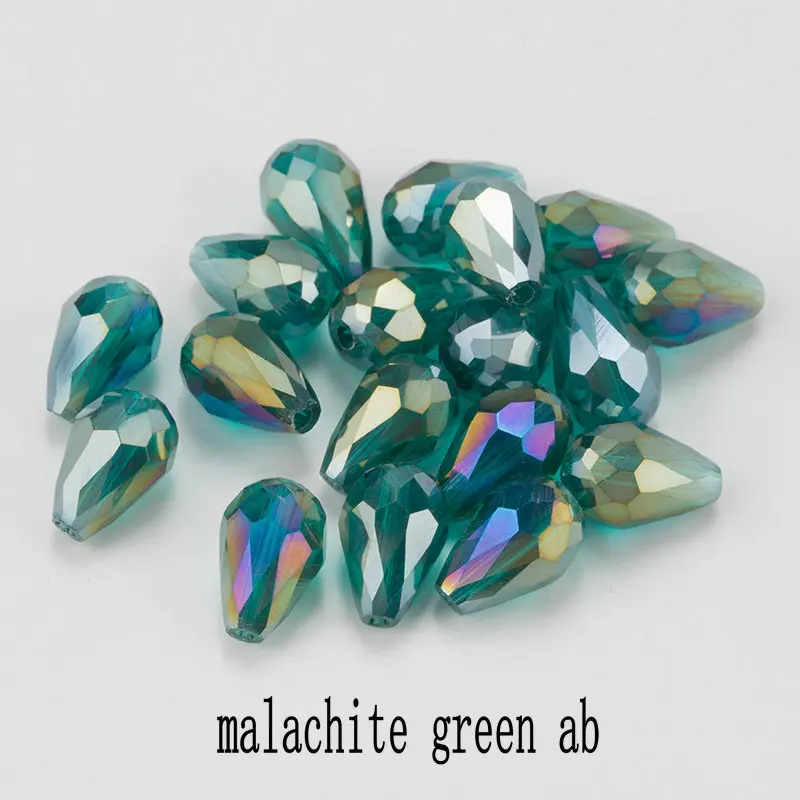 malachite green ab Высокое качество 6X8 мм, 8X10 мм Кристал, слезинка Форма Бисер стеклянные бусины Свободные Распорки Круглые бусины для самостоят - Цвет: malachite green ab