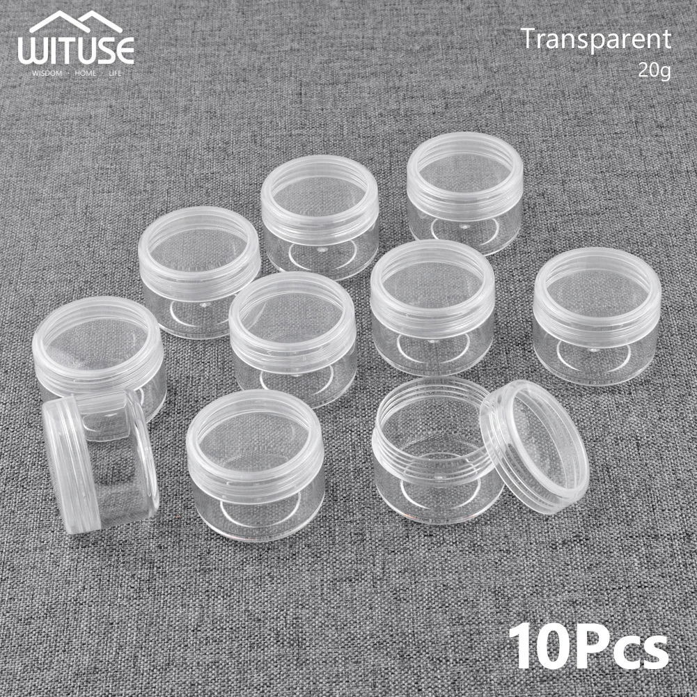 20g Transparent Новые 10 штук пластиковые банки для кастрюль пустой косметический контейнер 7 цветов банки для макияжа с крышкой для кремов образец для хранения макияжа 20 г - Цвет: 20g Transparent