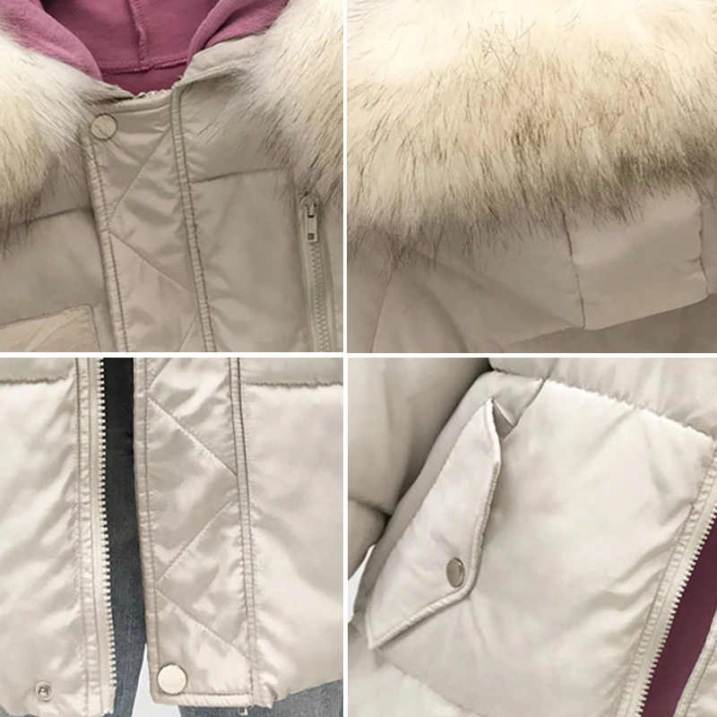 2019 Hot Sale Winter Jacket Women Solid Color Black Beige Female Coat Hooded With Fur Ladies Loose Short parka | Женская одежда