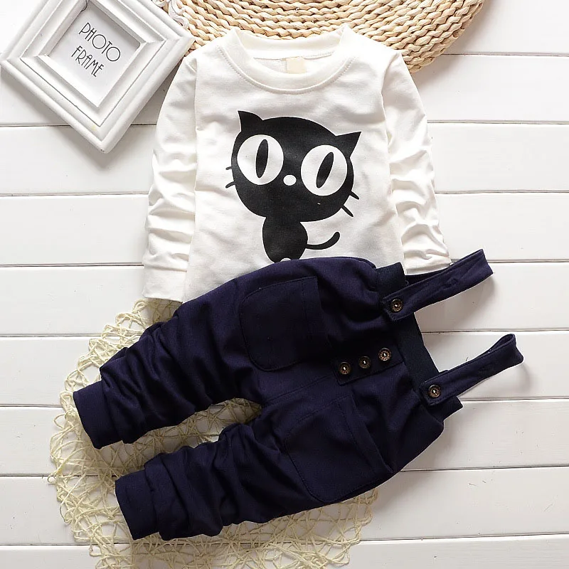 

Newborn Baby Boy Clothes Toddler Fashion O-neck Long Sleeved T-shirts + Overalls 2PCS Infant Outfits Kids Bebes Jogging Suits