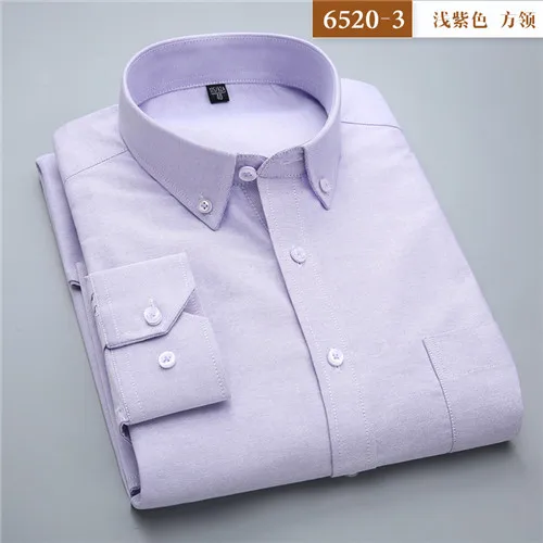 6520-3 Высокое качество Новинка хлопок кнопка вниз воротник длинный рукав slim fit Мужские повседневные клетчатые/Полосатые/однотонные рубашки - Цвет: 6520-3