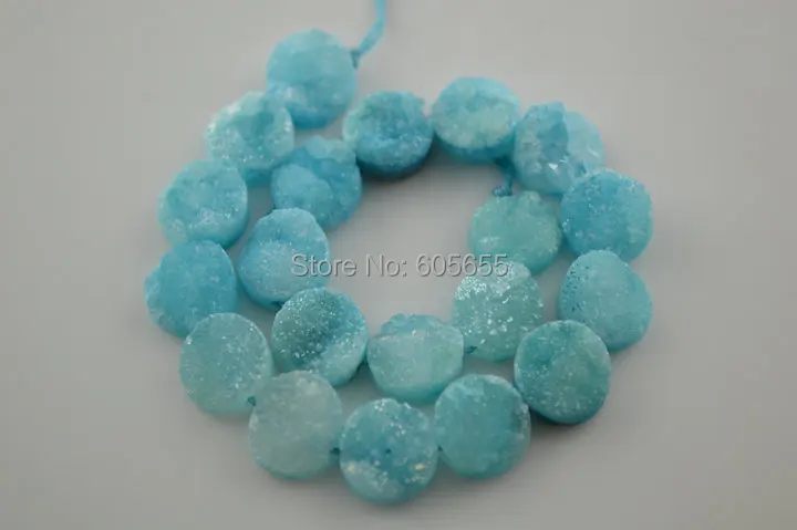 10 мм синий цвет Друза плоские круглые кабошоны каменные монеты бусины 20 шт. в