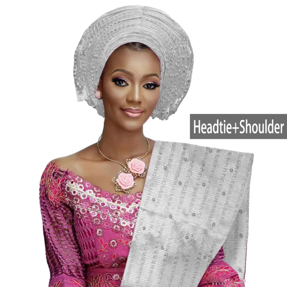 Головной убор для вечерние Авто gele головной женщин Африканский aso oke из бисера с