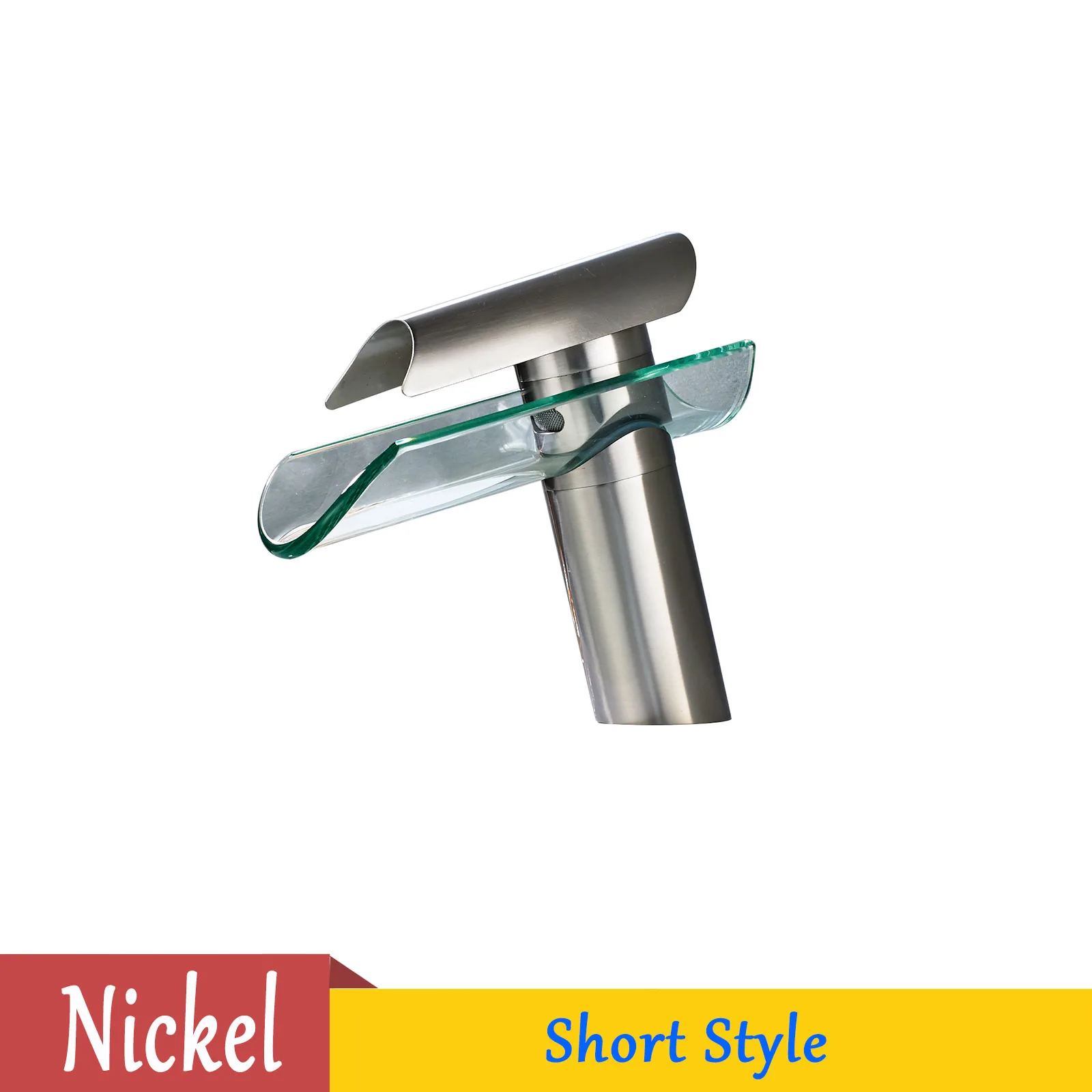 Brushed nickel POIQIHY хромированный стеклянный смеситель для ванной комнаты Водопад на бортике смеситель для горячей и холодной воды Латунь современные краны для раковины - Цвет: Brushed nickel