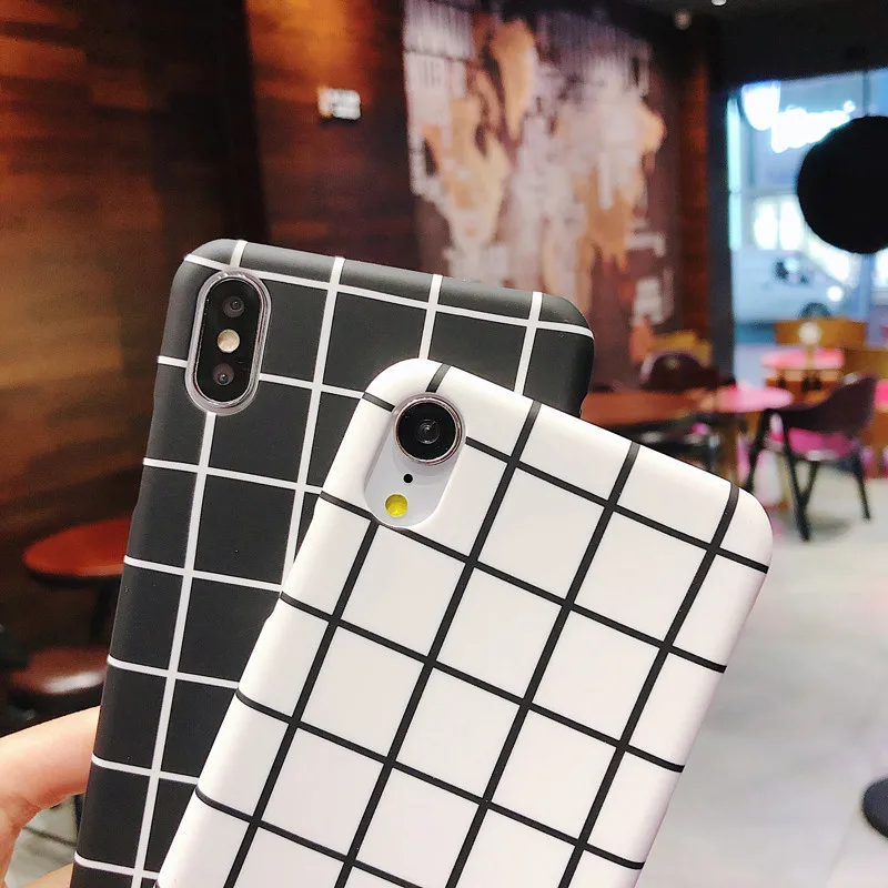 Lovebay Жесткий PC чехол для телефона для iphone XS Max XR X 7 8 6 6S Plus 5 пар простая сетка полоса черный белый телефон задняя крышка s Чехол