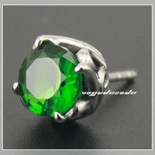 

Rock & Punk 316L Stainless Steel Green CZ Stud Earrings T034