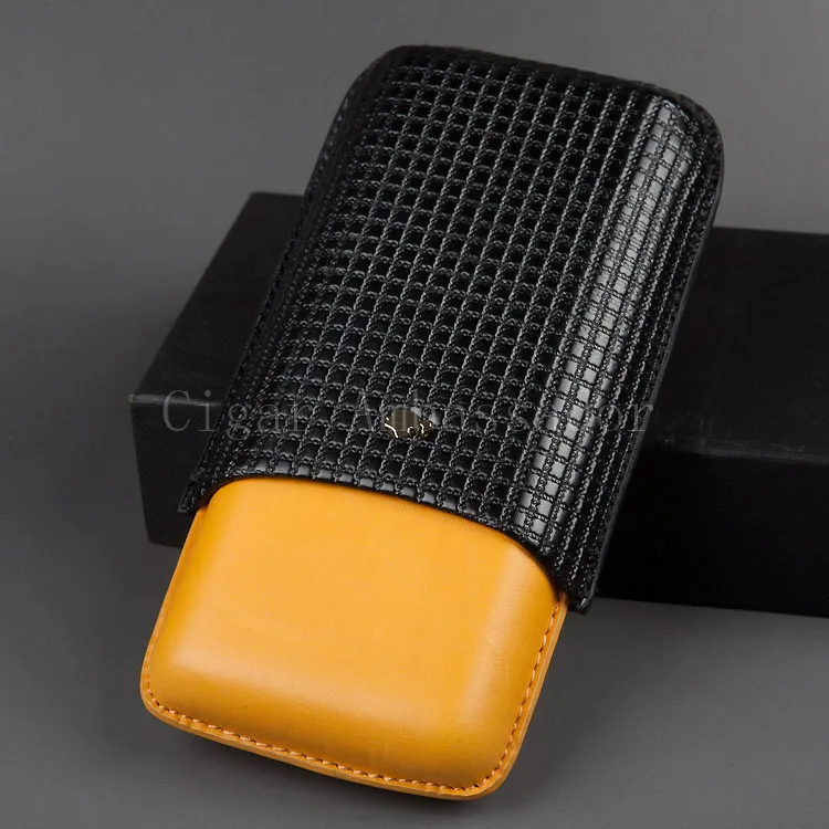 COHIBA Регулируемый Портативный черный с желтый Красивая кожа портсигар
