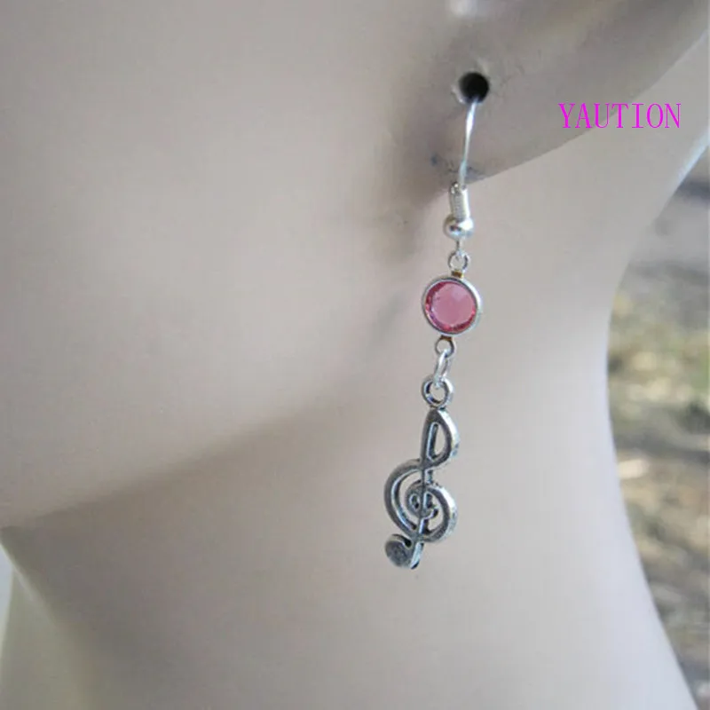 Серьги YAUTION в виде скрипичного ключа с камнем месяцем|music note earrings|birthstone earringsearrings |
