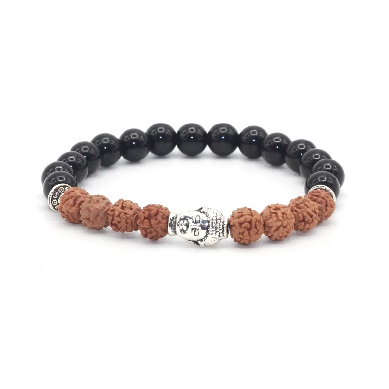 8 мм дерево Будды Бодхи Мала Йога Черный Оникс Камень натуральная рудракша