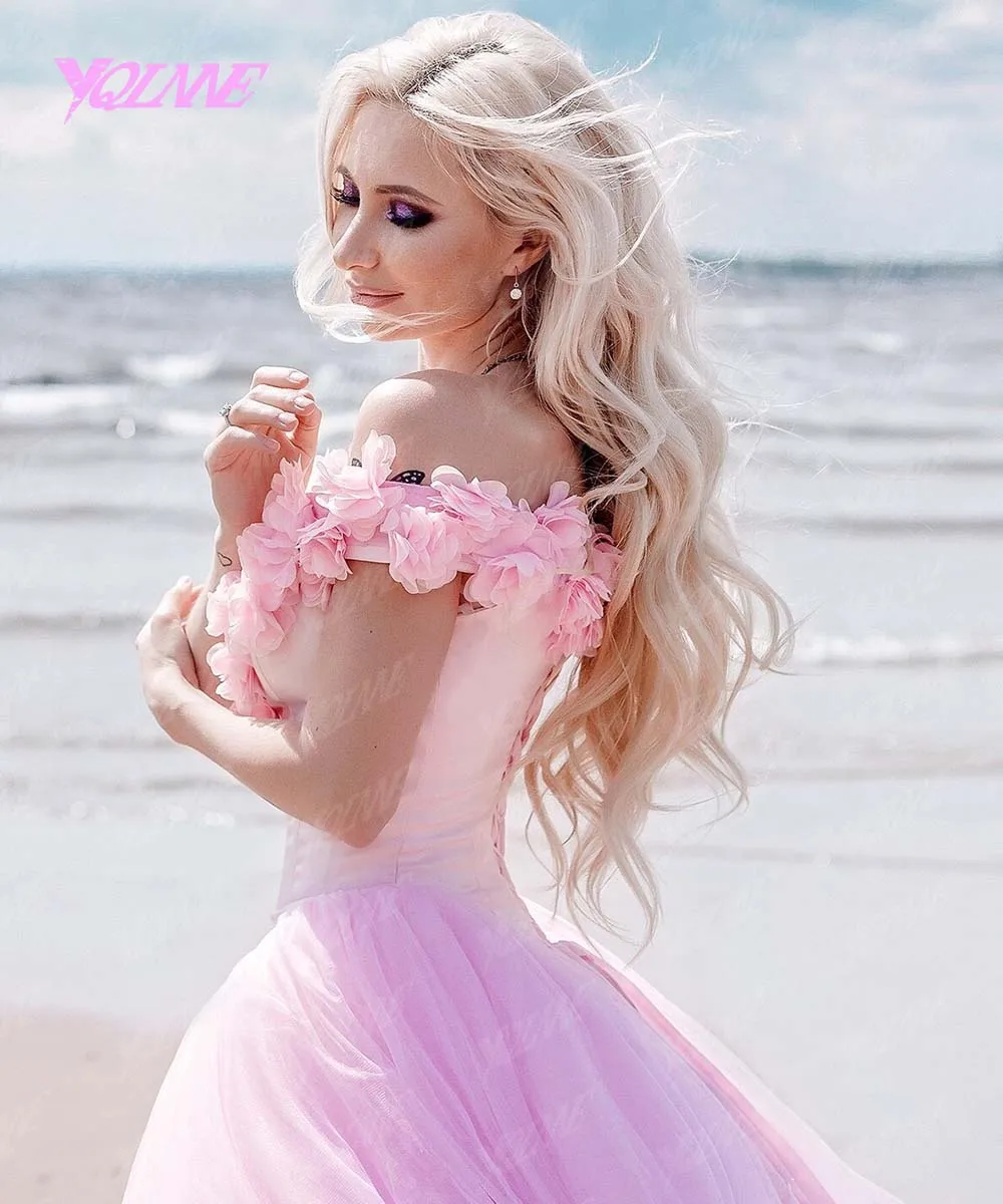 YQLNNE Vestido дебютантное платье бальное платье Бальные платья с открытыми плечами 3D цветы сладкий 16 платье Vestidos De 15 Anos