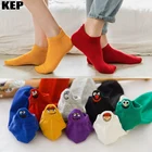 Хлопчатобумажные носки Kawaii с вышивкой, женские носки, модные, короткие, дышащие, уличные, хип-хоп