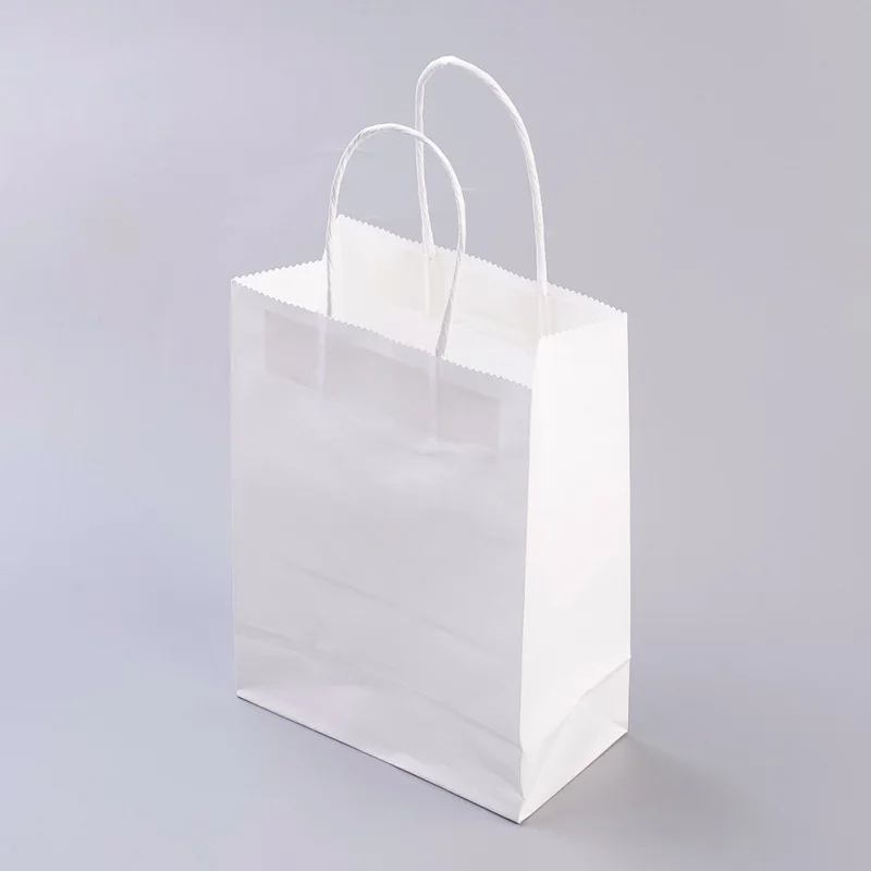 White Pandahall 10 шт прямоугольник мешочки из крафт-бумаги подарочные сумки для покупок с нейлон ручка с нарезкой, 22,5 см F80 - Цвет: White