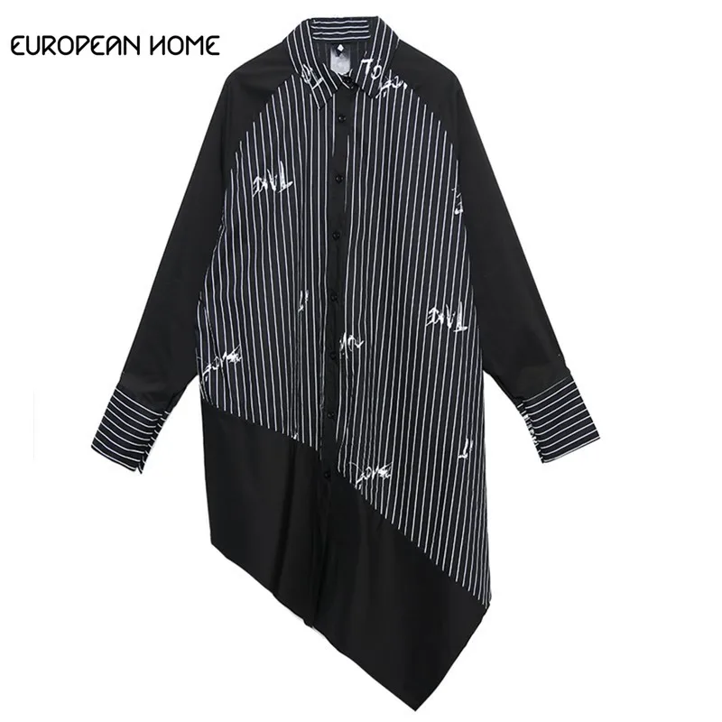 Весна-Осень 2019 женское платье плюс размер рукав летучая мышь ассиметричная