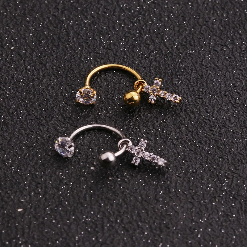 Sellsets, 1 шт., стальное CZ Кольцо с фианитом, болтается, ухо, трагус, спираль, даит, хрящ, ладья, пирсинг, ювелирные изделия