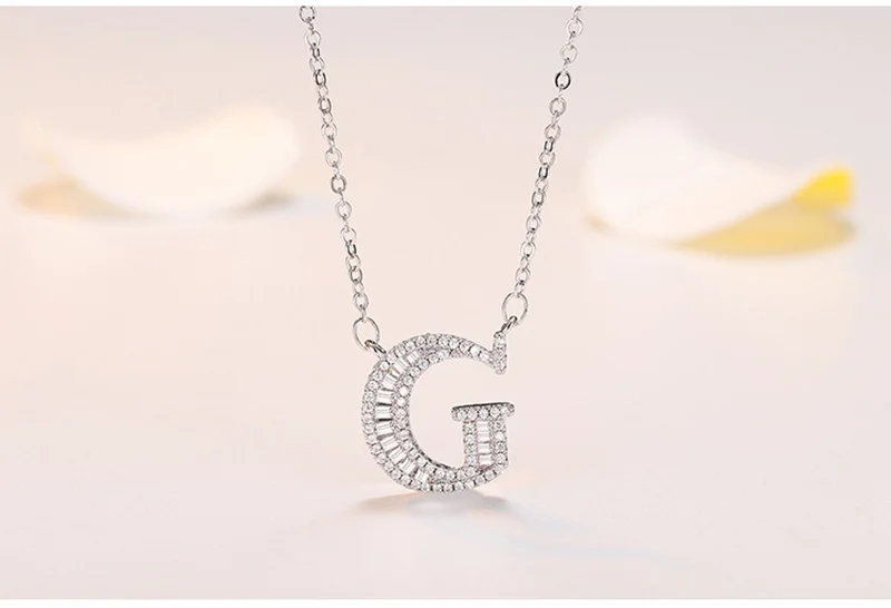necklace G Модная подвеска с инициалами ожерелье s подвеска со стразами лучший друг подарок милые 26 цепочки с буквами Ожерелье Воротник Имя ювелирные изделия - Окраска металла: necklace G