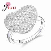 factory price fashion hollow 925 sterling silver heart rings for women elegant wedding bridal engagement jewelry hot sale