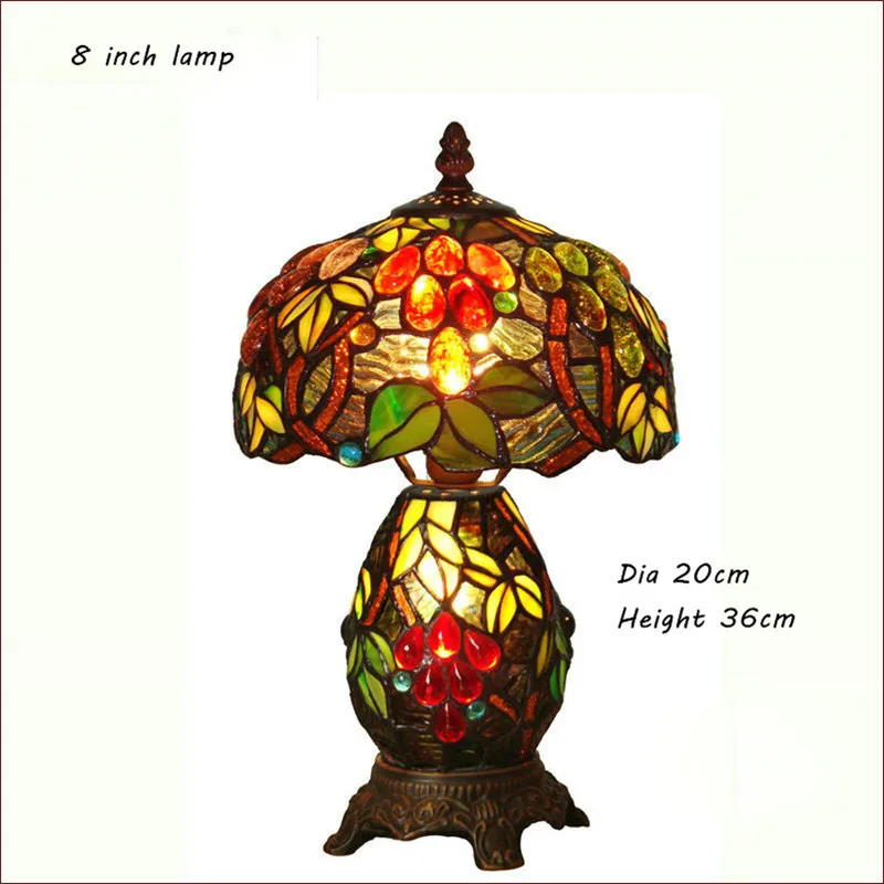 Настольная лампа FUMAT из цветного стекла в винтажном европейском стиле|stained glass table