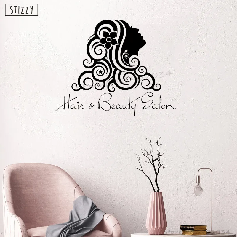 Настенная Наклейка stizzy Hair Beauty Salon виниловая настенная наклейка прическа цветок