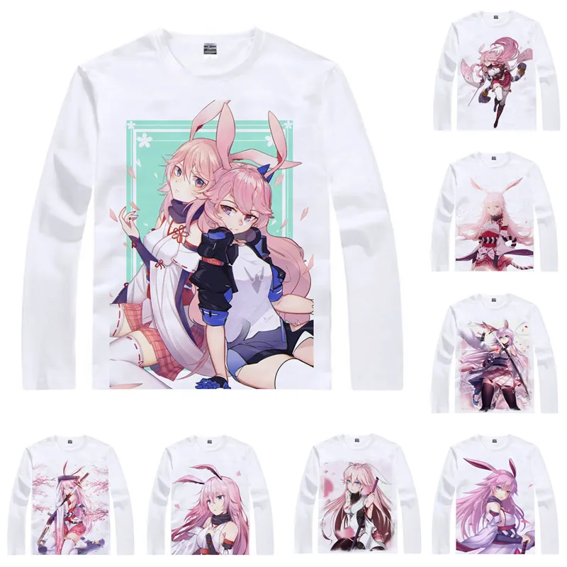 Мужская футболка Coolprint Honkai Impact 3rd Yae Sakura no повседневная Винтажная с длинным