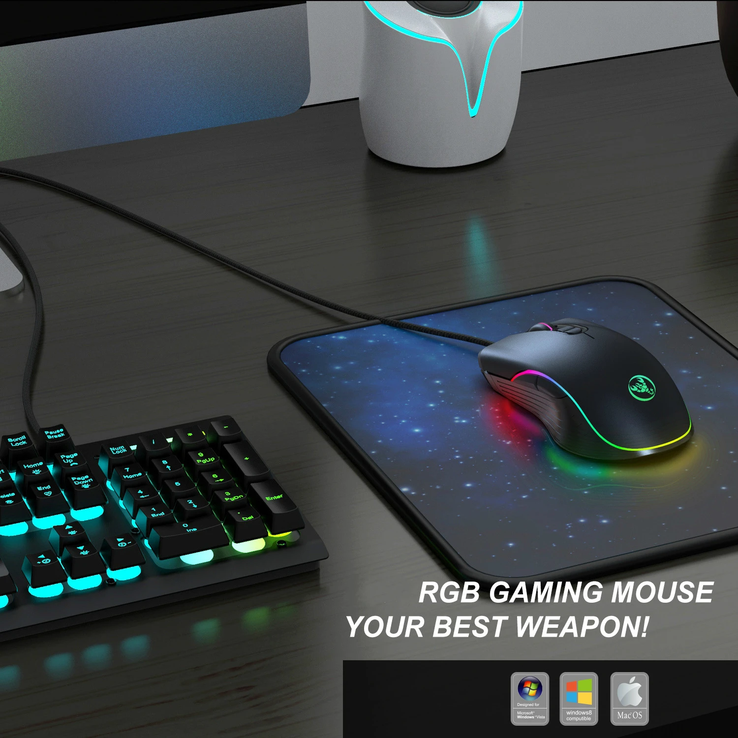 Hongsund RGB светильник игровая мышь e-sports line мышь Четыре файла можно отрегулировать до 6400 точек/дюйм игровая мышь