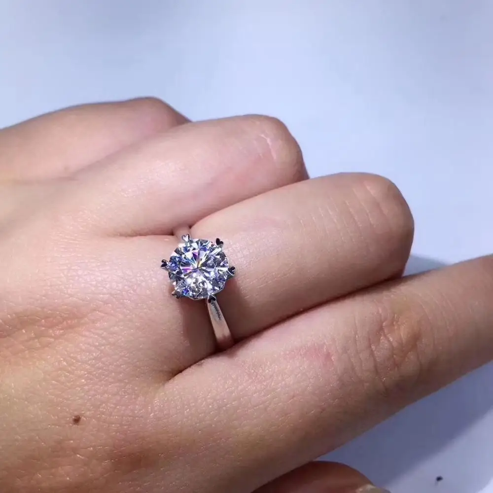 Серебряное кольцо Moissanite 1ct D VVS роскошное свадебное кольцо Moissanite для женщин