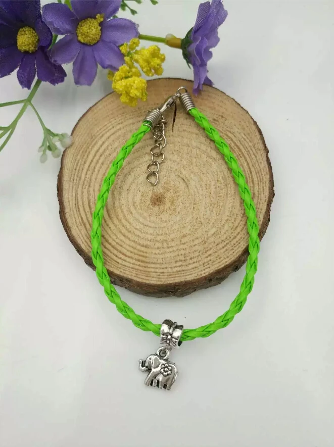 20 шт./лот Быстрая доставка милый маленький Слон подвеска из бисера кожаный