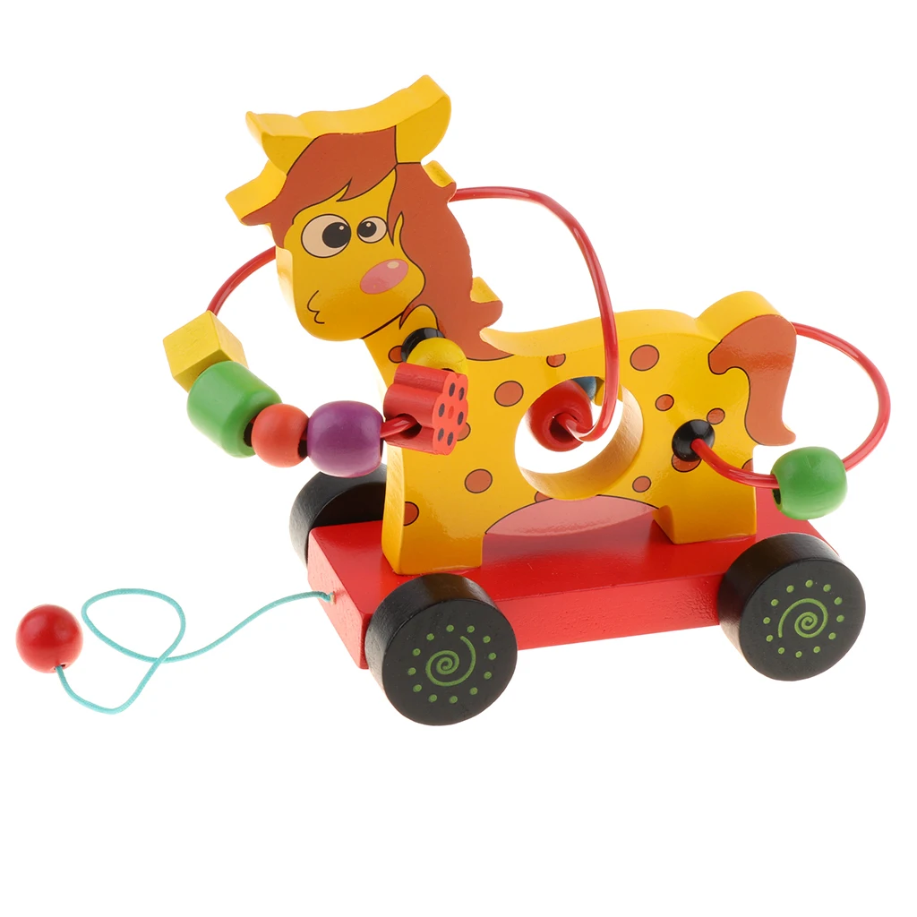 Восхитительная машинка с животными деревянная игрушка нажимом и вытягиванием