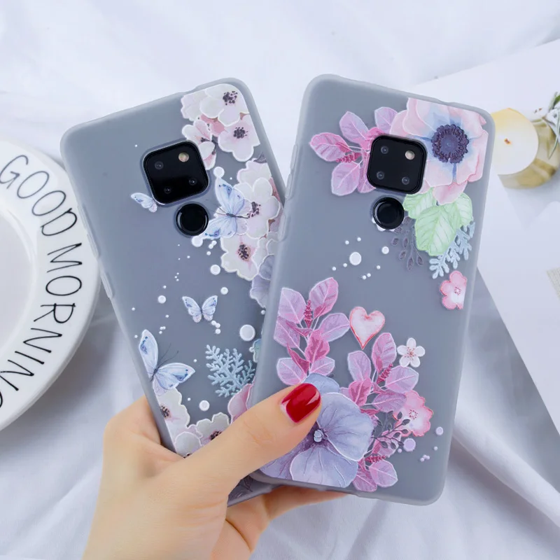 Милый цветочный чехол для huawei P10 Lite P20 Pro Коврики 20 матовый Силиконовый рисунком