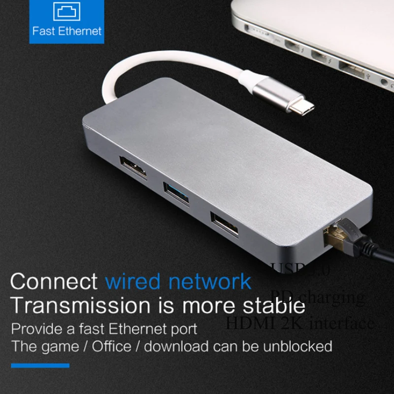 SOVAWIN Type C USB HUB 2 0 3 HDMI 4K HD Высокоскоростная передача 7 портов сплиттер адаптер